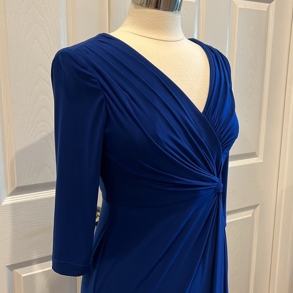 ADRIANNA PAPELL Royal Blue Twist Side Gathered Dress - Picture 13 of 13